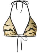 Dsquared2 - Tiger Print Triangle Bikini Top - Women - Polyamide/spandex/elastane - 44, Black, Polyamide/spandex/elastane