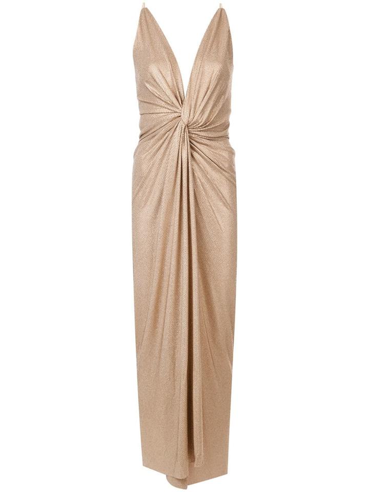 Alexandre Vauthier Metallic Studded Evening Gown - Brown