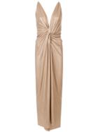 Alexandre Vauthier Metallic Studded Evening Gown - Brown