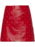 Miu Miu Leather Skirt - Red