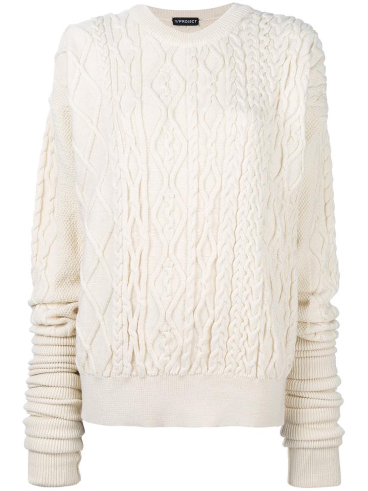 Y / Project Extra Long Sleeves Jumper - White