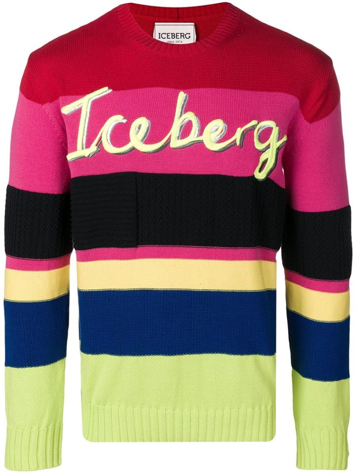 Iceberg Logo Striped Jumper - Red