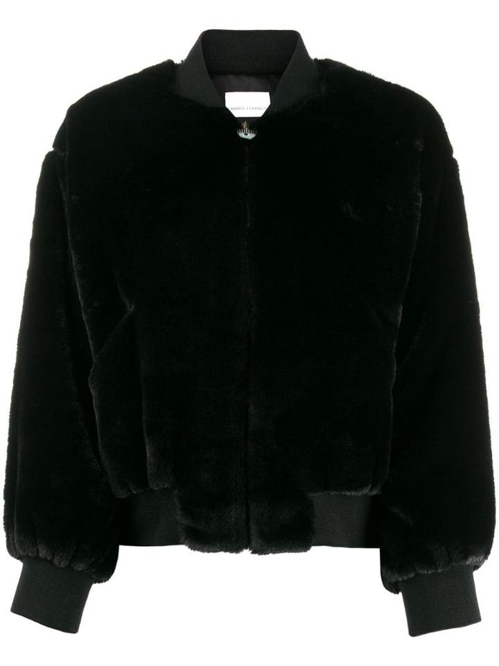 Chiara Ferragni Logomania Faux-fur Jacket - Black