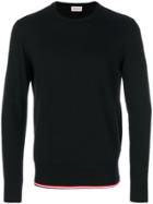Moncler Crew Neck Stripe Trim Sweater - Black
