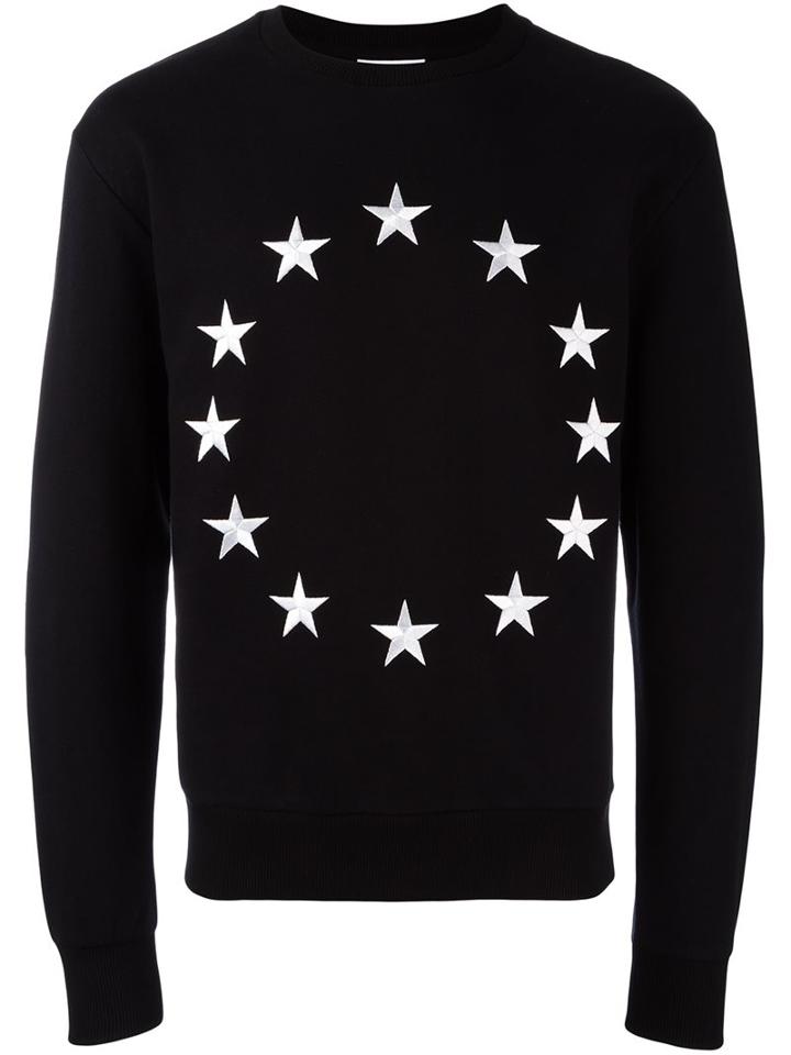 Études Embroidered Star Sweatshirt, Men's, Size: Medium, Black, Cotton/polyester