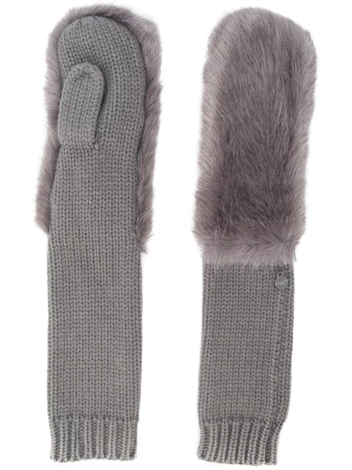 Urbancode Faux-fur Panel Gloves - Grey