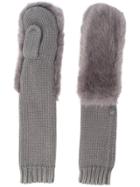 Urbancode Faux-fur Panel Gloves - Grey