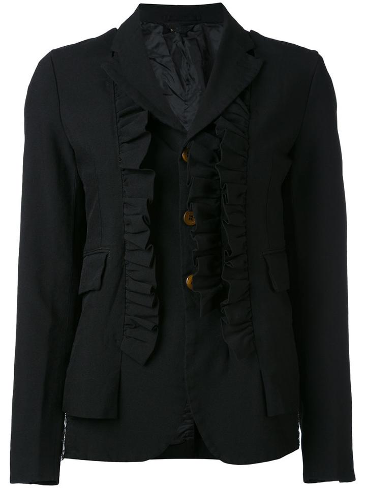 Comme Des Garçons - Ruffle Appliqué Blazer - Women - Polyester - Xs, Black, Polyester