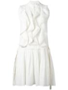 Chloé Ruffled Embroidered Trim Dress, Women's, Size: 36, White, Linen/flax/cotton/silk/polyester