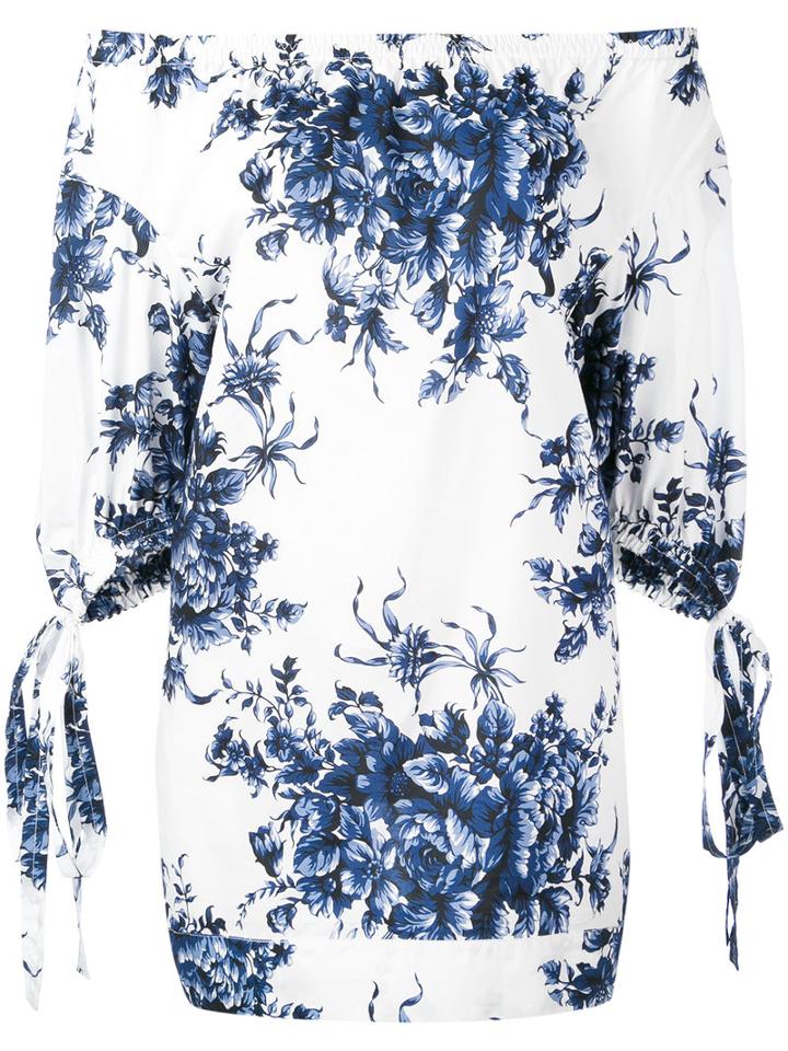 Sonia Rykiel - Off Shoulder Printed Top - Women - Cotton - 34, White, Cotton