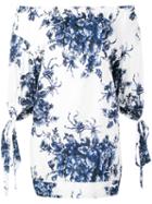 Sonia Rykiel - Off Shoulder Printed Top - Women - Cotton - 34, White, Cotton