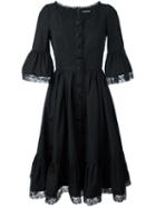 Dolce & Gabbana Lace Frill Hem Dress, Women's, Size: 42, Black, Cotton/polyamide
