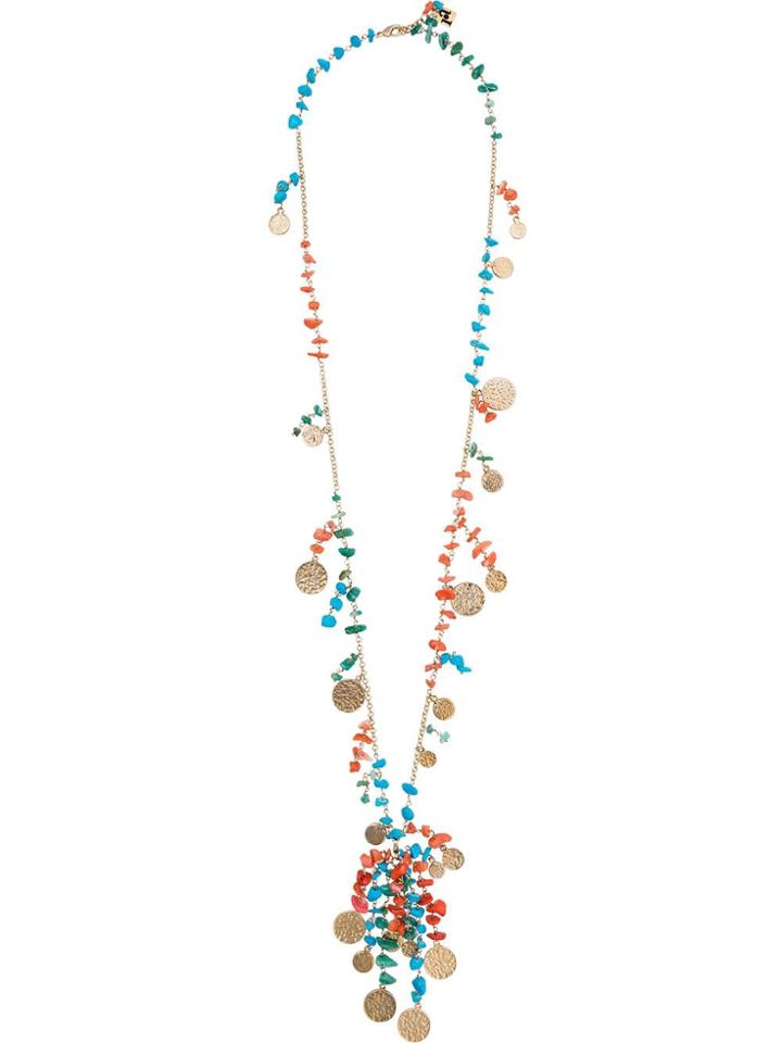 Rosantica Double Loop Beaded Coin Necklace - Gold