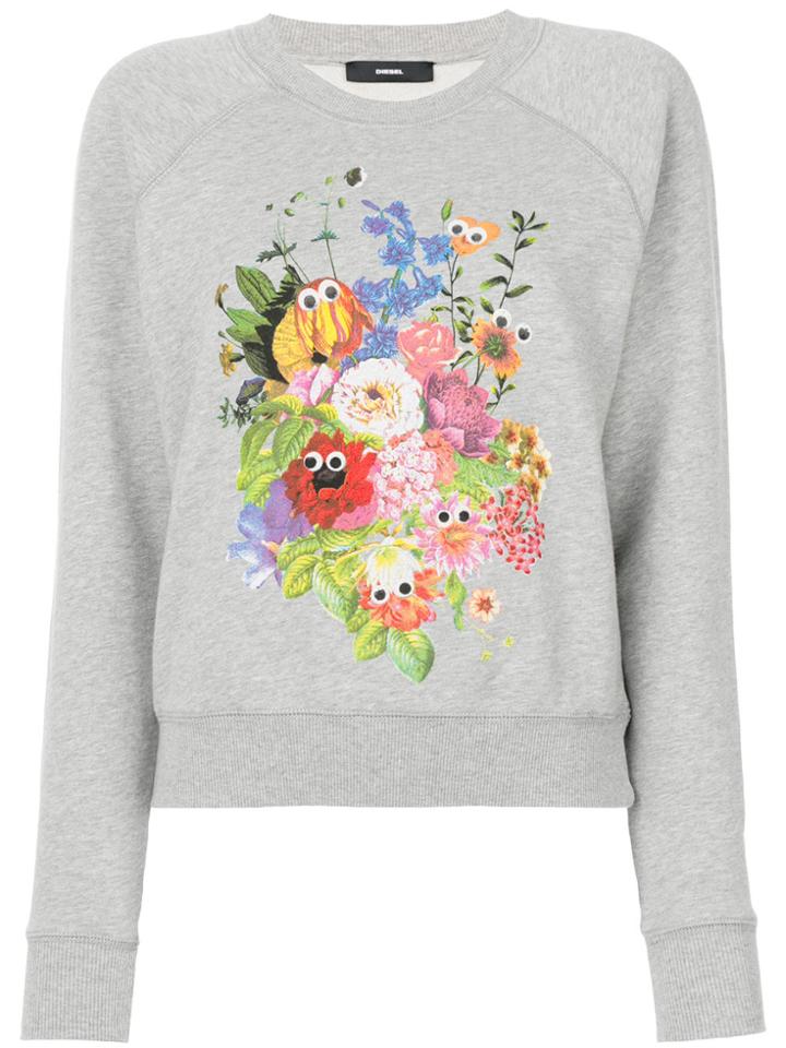Diesel Floral-print Sweatshirt - Grey
