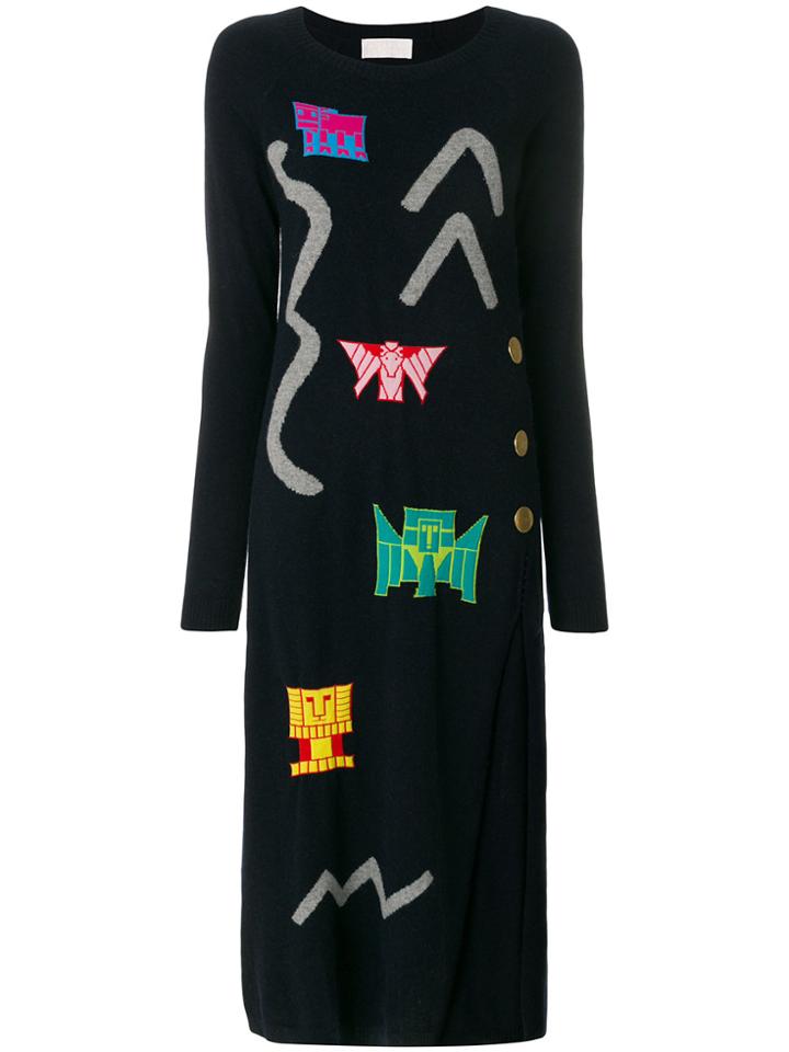 Peter Pilotto Robot Intarsia Knitted Dress - Blue