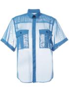 Toga Sheer Chest Pocket Shirt, Women's, Size: 36, Blue, Polyester