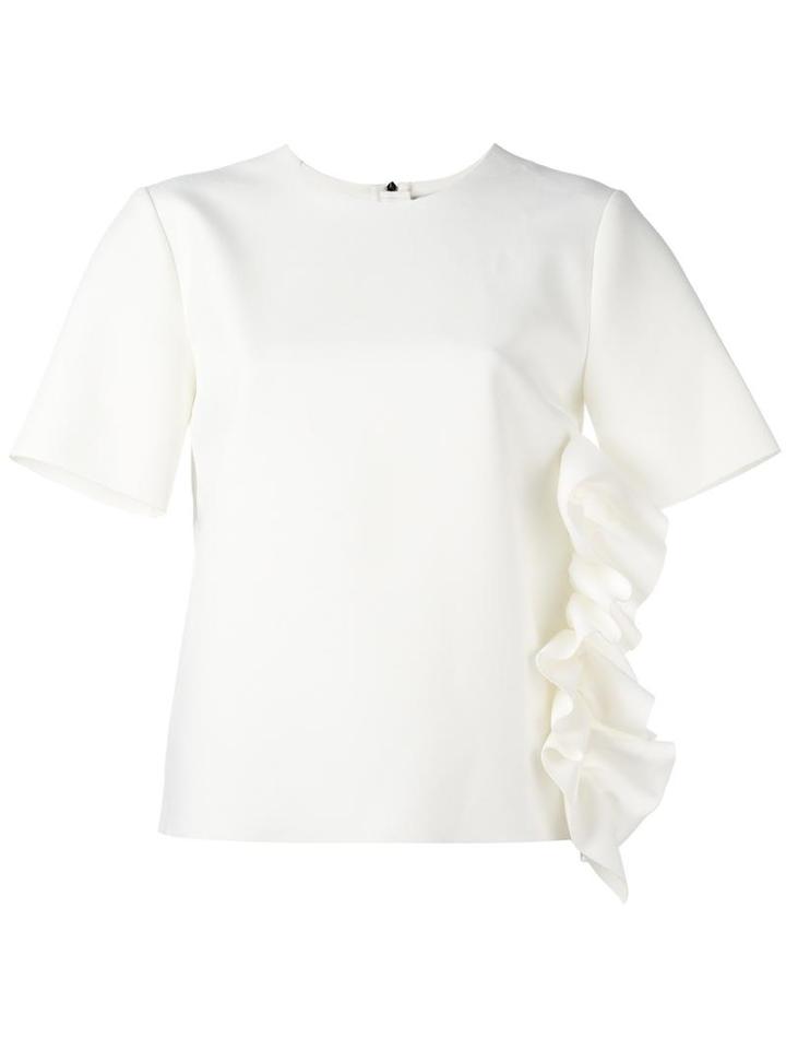Msgm Ruffled Side Top, Women's, Size: 38, White, Polyester/viscose/spandex/elastane