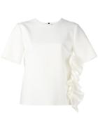 Msgm Ruffled Side Top, Women's, Size: 38, White, Polyester/viscose/spandex/elastane
