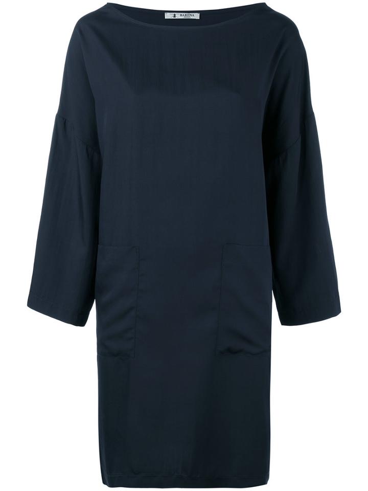 Barena - Patch Pocket Shift Dress - Women - Silk/modal - 42, Blue, Silk/modal