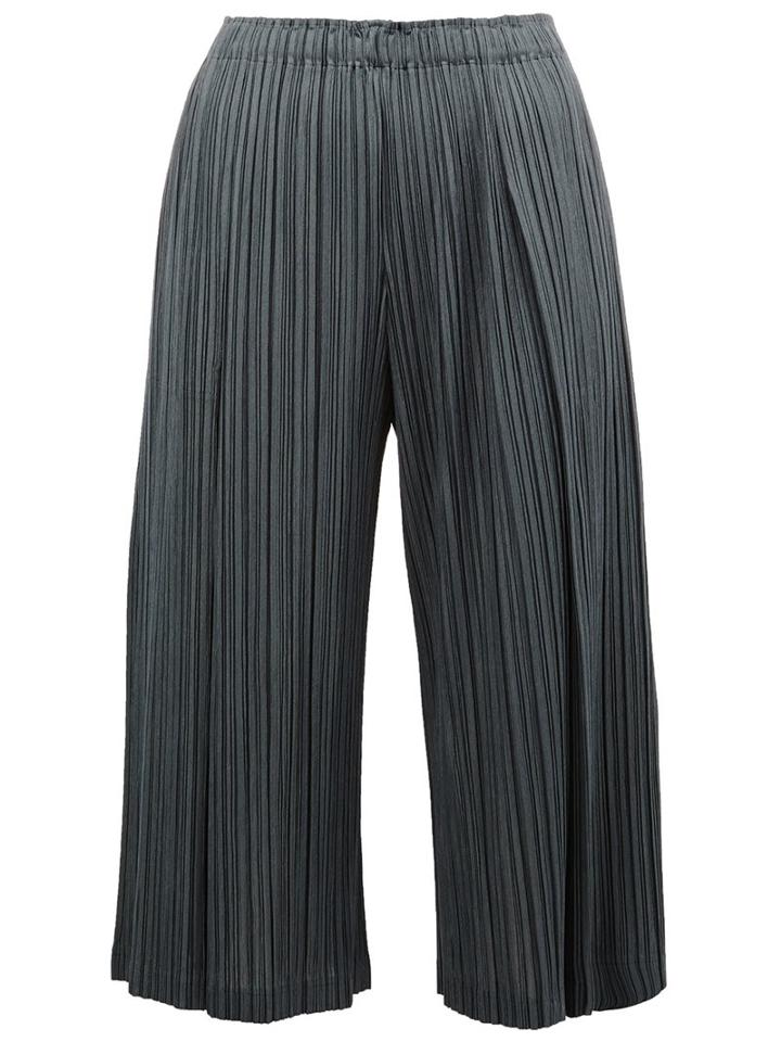 Pleats Please By Issey Miyake Pleated Cropped Trousers, Women's, Size: 2, Blue, Polyester