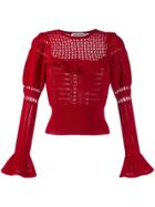 Self-portrait Knitted Lace Top - Red