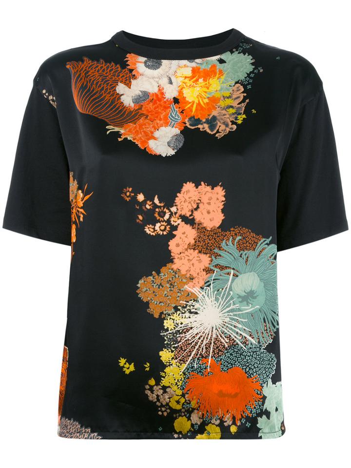 Dries Van Noten Floral Print Blouse, Women's, Size: Small, Black, Silk/cotton