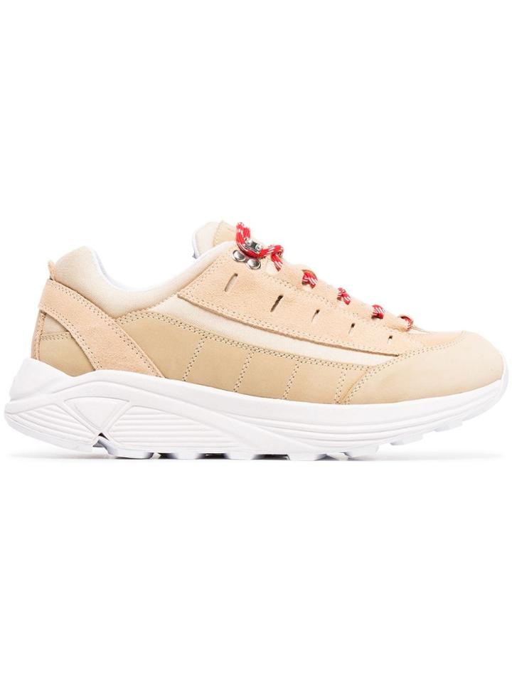 Ganni Brown And Red Iris Leather Sneakers