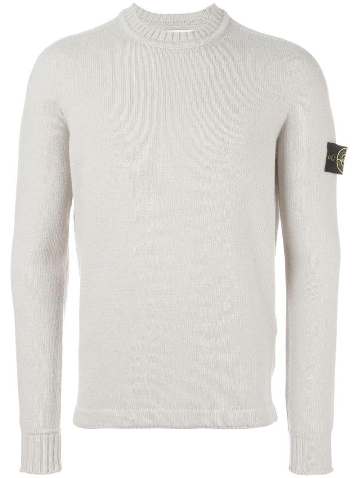 Stone Island Logo Patch Jumper, Men's, Size: Large, Nude/neutrals, Polyamide/wool