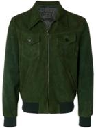 Prada Leather Bomber Jacket - Green