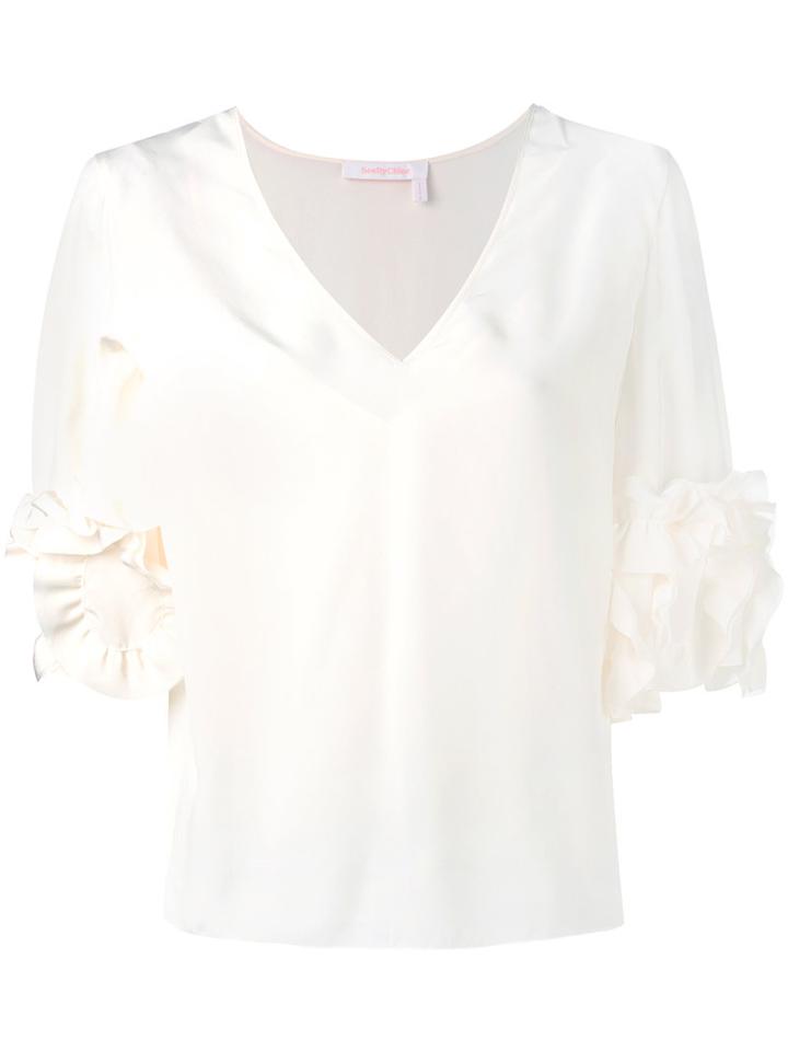 See By Chloé - Half Sleeve T-shirt - Women - Silk - 40, White, Silk