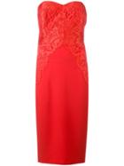 Rhea Costa - Strapless Lace Cocktail Dress - Women - Silk/viscose - 48, Red, Silk/viscose