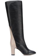 Gia Couture Contrast Heel Boots - Black
