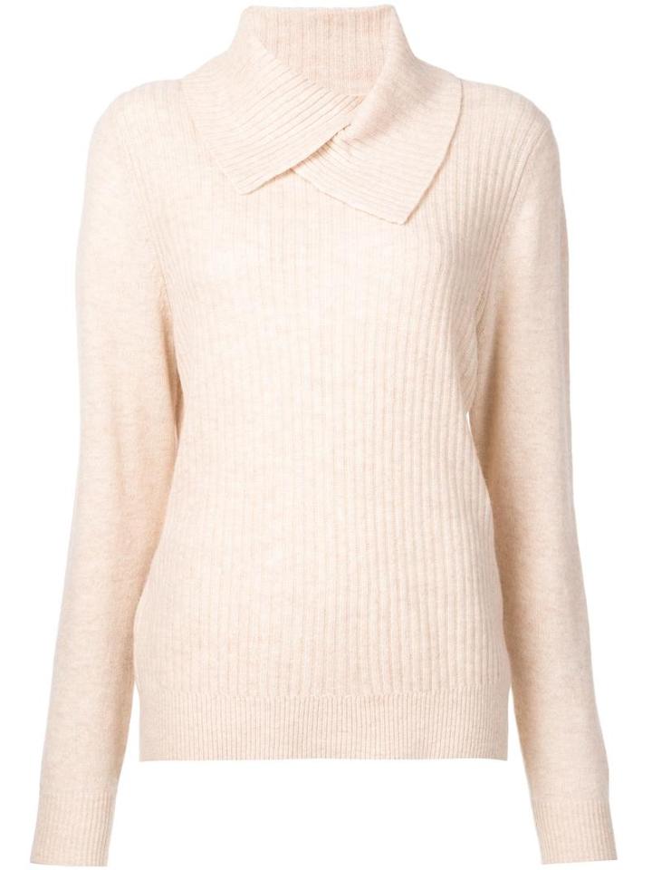 Ganni Ribbed Wide Collar Jumper, Women's, Size: Small, Nude/neutrals, Polyamide/wool/yak