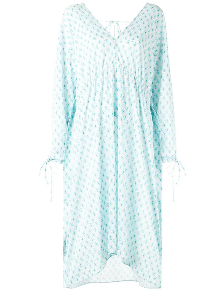 Irene Floral V-neck Dress - Blue