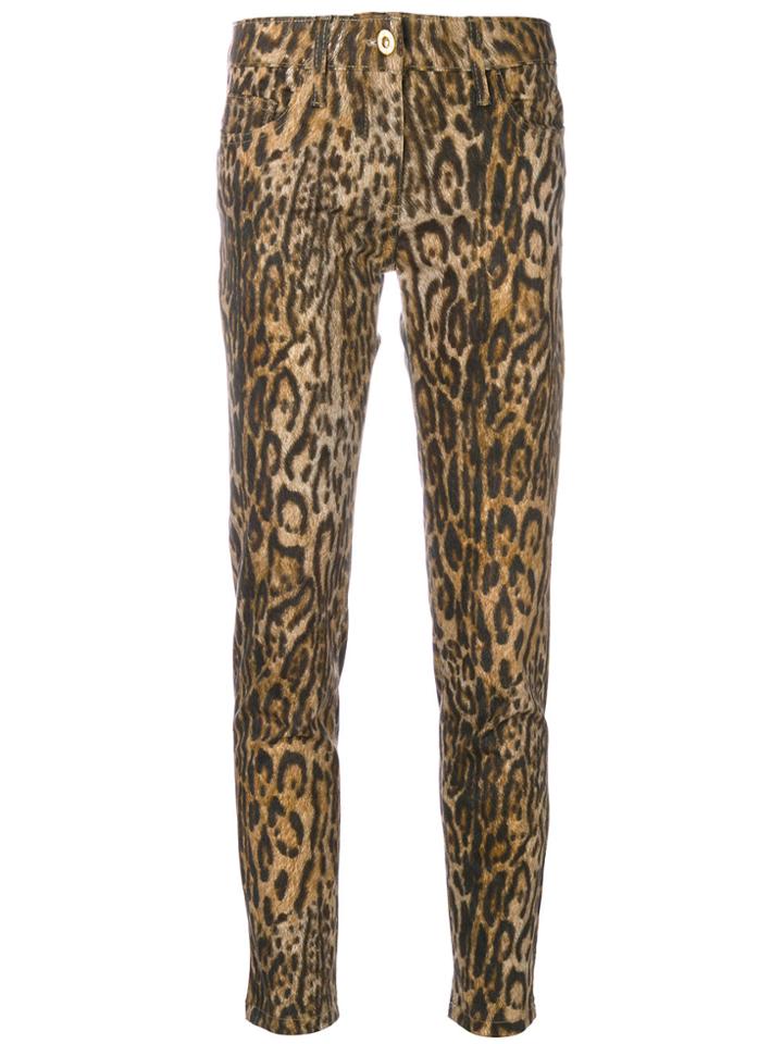 Blumarine Leopard Print Skinny Trousers - Multicolour