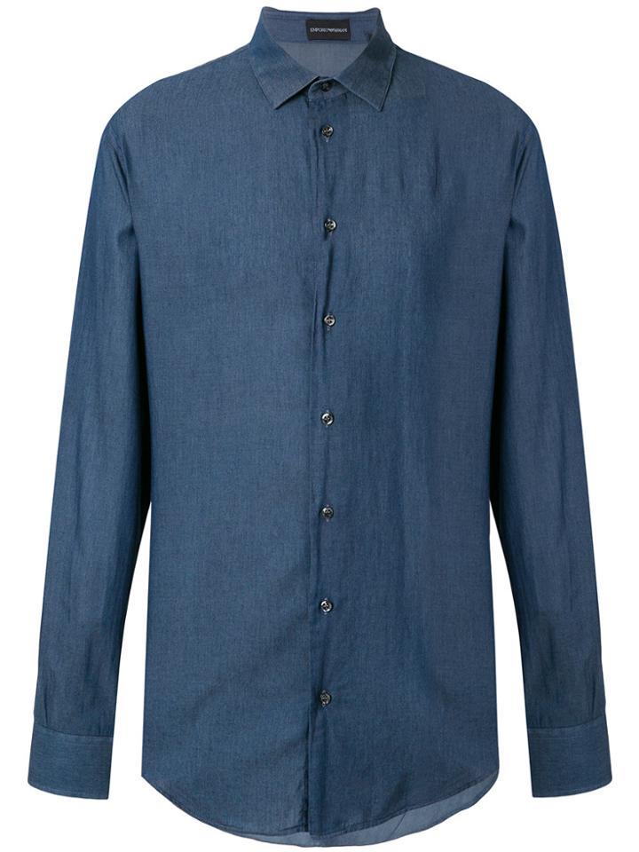 Emporio Armani Curved Hem Classic Shirt - Blue