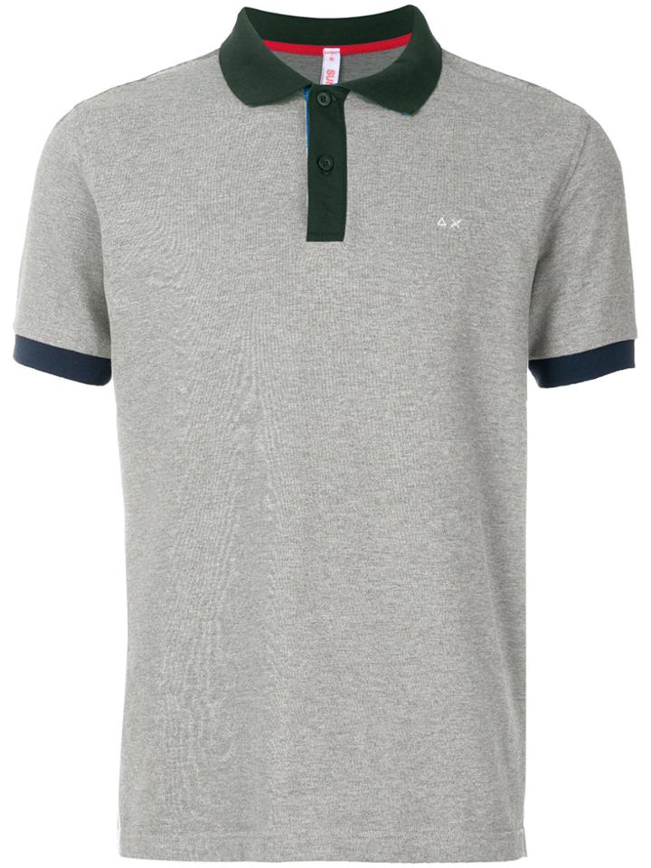 Sun 68 Contrast Collar Polo - Grey