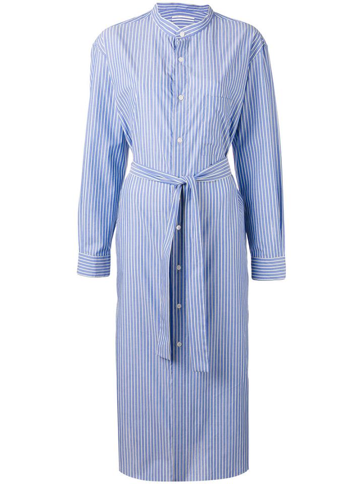 Cristaseya - Maxi Mao Striped Shirt Dress - Women - Cotton - M, Blue, Cotton