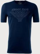 Armani Jeans Logo Print T-shirt, Men's, Size: Large, Blue, Cotton/spandex/elastane
