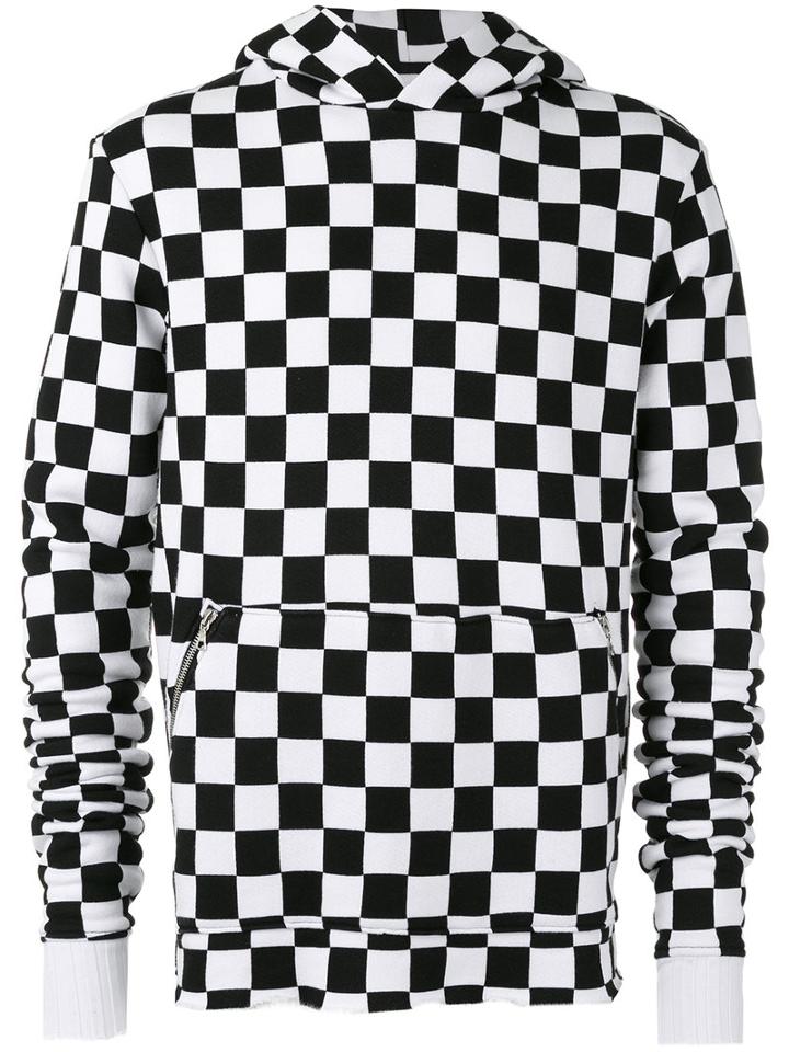 Amiri - Hooded Checker-print Sweatshirt - Men - Cotton - S, Black, Cotton