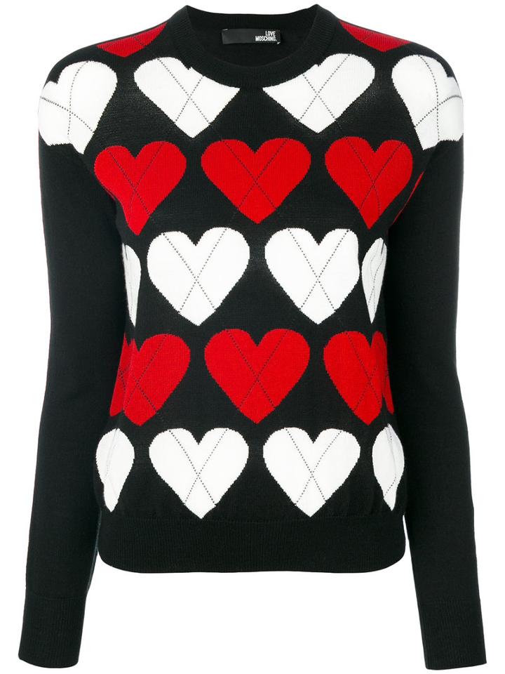 Love Moschino - Heart Knitted Jumper - Women - Acrylic/wool - 44, Black, Acrylic/wool