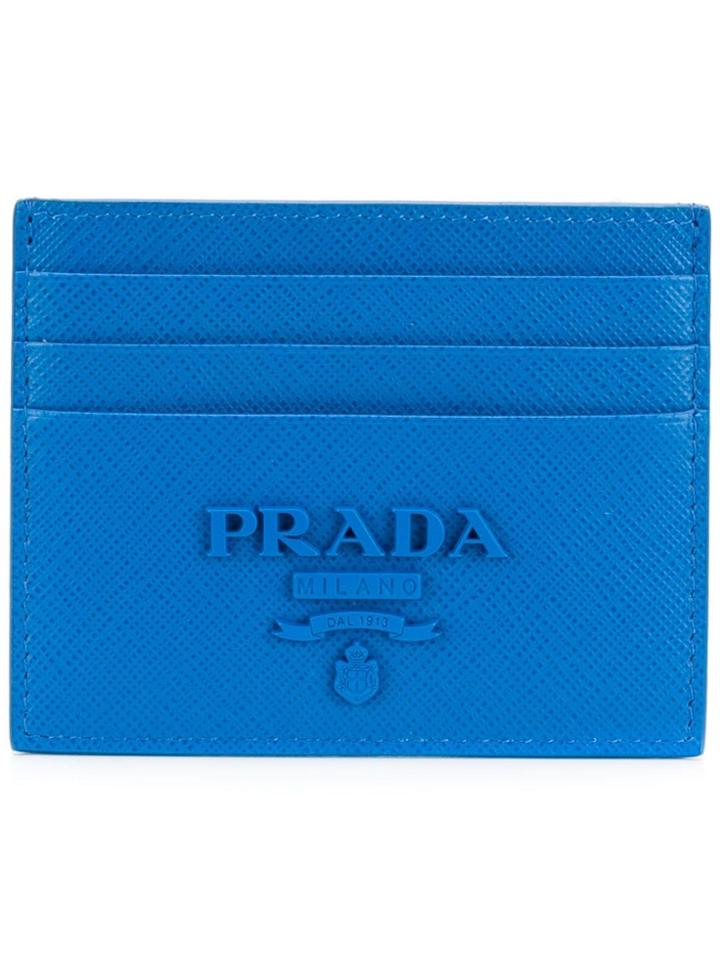 Prada Saffiano Leather Card Case - Blue