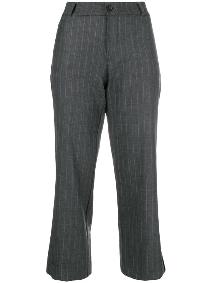 Phisique Du Role Striped Cropped Trousers - Grey