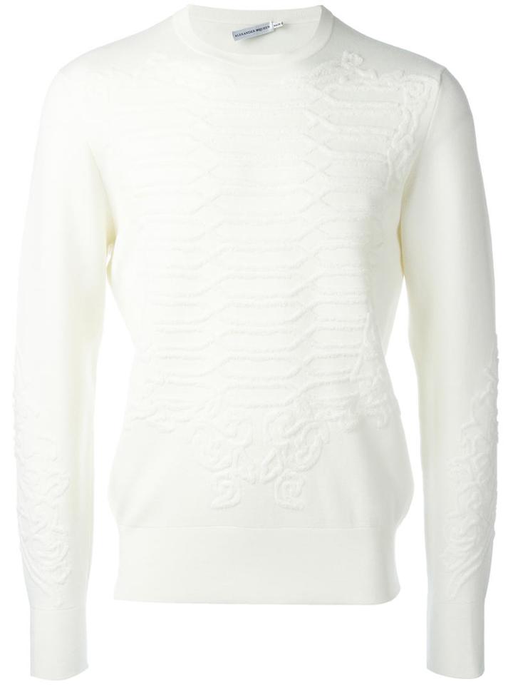 Alexander Mcqueen Rib Stitch Jacquard Jumper, Size: Small, White, Wool/spandex/elastane/polyamide
