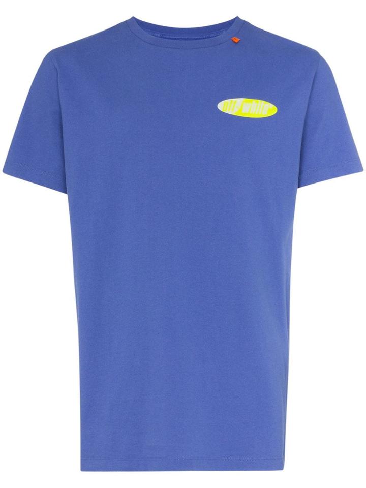 Off-white Logo Print Short-sleeved Cotton T-shirt - Blue
