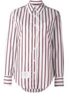 Thom Browne Striped Button Down Shirt, Women's, Size: 48, White, Cotton