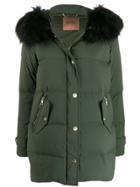 Liu Jo Faux Fur Trimmed Padded Coat - Green