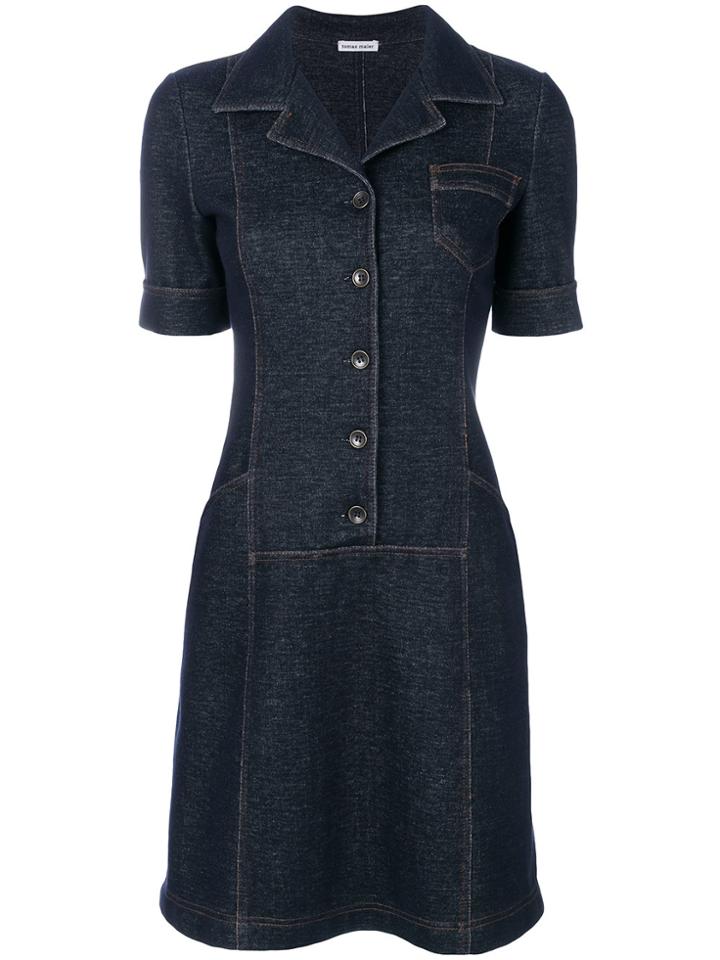 Tomas Maier Knit Denim Dress - Blue