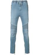 Balmain Biker Denim Track Pants - Blue