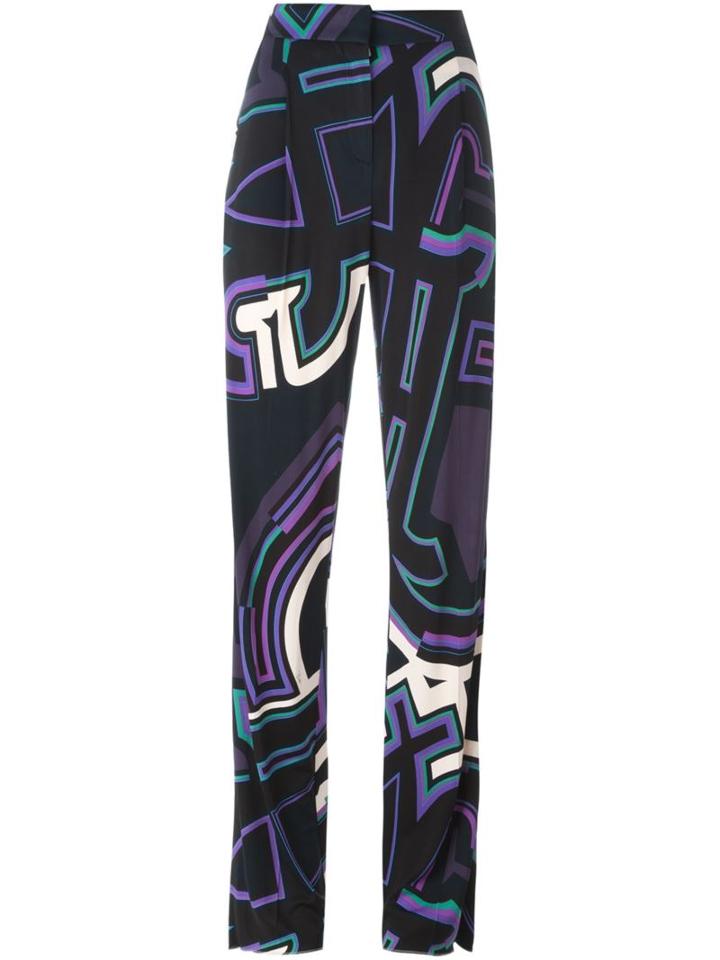 Emilio Pucci Graphic Print Trousers, Women's, Size: 40, Blue, Viscose/silk/acetate